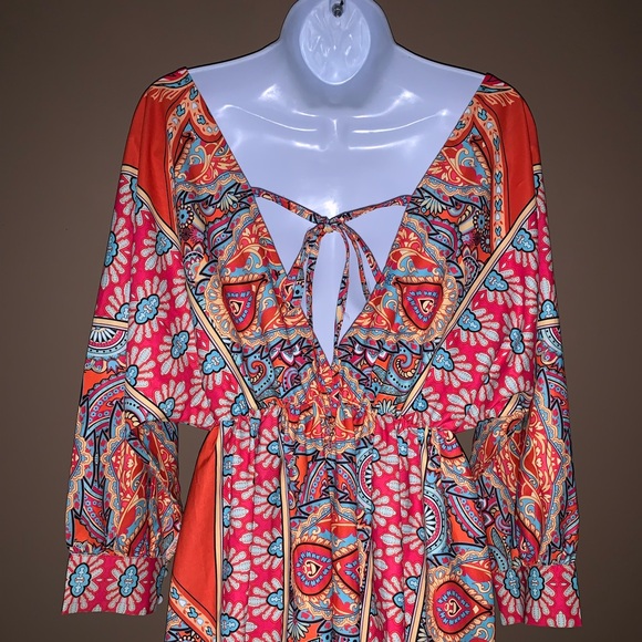 Beautiful colorful dress size large L summer spring party NWOT - Picture 3 of 6